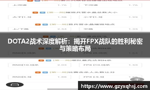 DOTA2战术深度解析：揭开FPX战队的胜利秘密与策略布局
