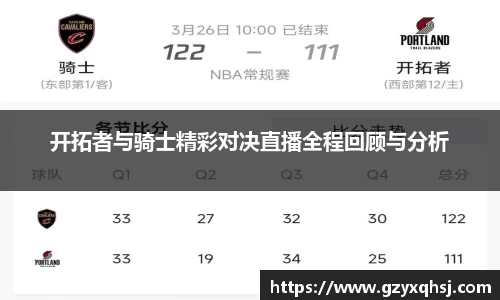 开拓者与骑士精彩对决直播全程回顾与分析