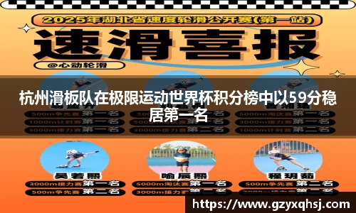 杭州滑板队在极限运动世界杯积分榜中以59分稳居第一名